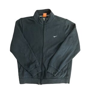 Nike 2000s Sweatshirt Woman’s Zip Up Swoosh Embroidered Logo Navy Blue Size L